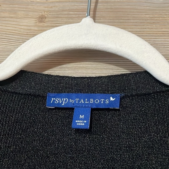 RSVP by Talbots long open cardigan Lightweight Black Slight shimmer Size M - Picture 6 of 12